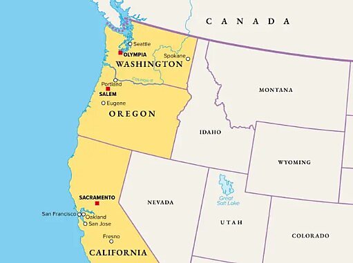 oregon washington map