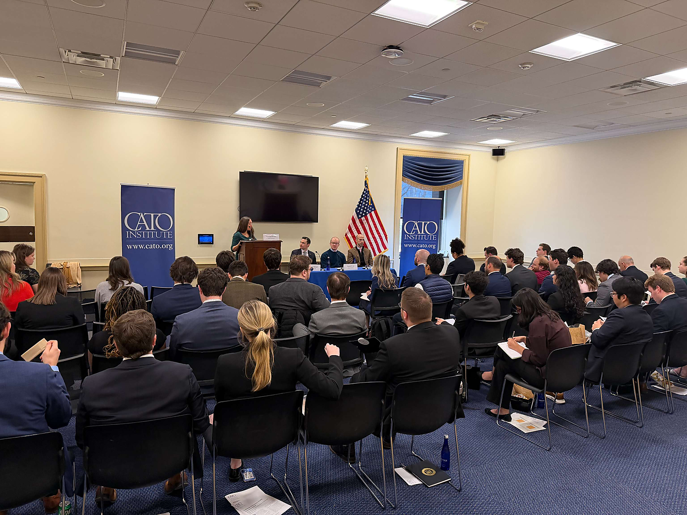 Pictured left to right: Romina Boccia, Adam Michel, Dominik Lett, and Michael Cannon